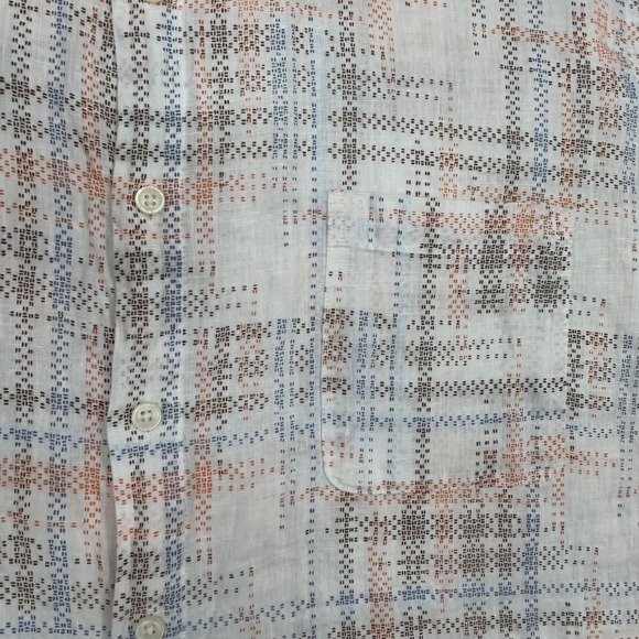 Linen Club Room Luxury Shirt‎ Mens XXL Plaid Short Sleeve 100% Linen Button Down - Picture 4 of 8